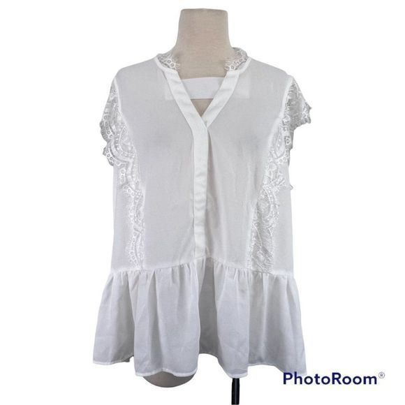 NWT GIBSON White Lace Detailed Tank Top (XXL) - Picture 8 of 8